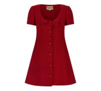 Valentino Garavani - Short Dress In Plain Wool Tweed - Femme - Robes - Rouge - Taille: 38 FR
