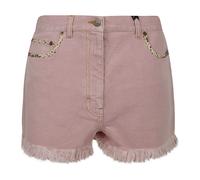 Valentino Garavani - Short en jean effiloché à motif floral - Femme - Shorts - Rose - Taille: W27