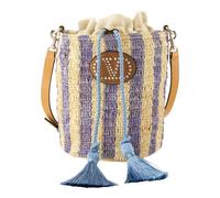 Valentino Garavani - Small Striped Raffia Bucket Bag - Femme - Sacs - Multicolore - Taille: ONE Size