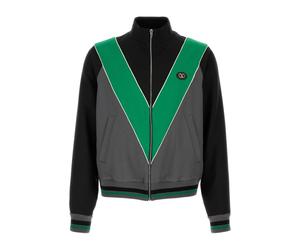 Valentino Garavani - SweaT-shirt en nylon avec zip et patch VLogo - Homme - Sweatshirts et sweats à capuche - Multicolore - Taille: S