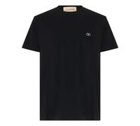 Valentino Garavani - T-shirt en coton avec broderie VLogo - Homme - Tops - Noir - Taille: M
