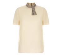 Valentino Garavani - Top en soie avec appliqués scintillants - Femme - Blouses et Chemises - Beige - Taille: 36 FR