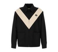 Valentino Garavani - Veste en gabardine de nylon avec V incrusté et patch VLogo - Homme - Vestes - Noir - Taille: M