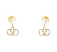 Valentino Garavani - VLogo Swarovski Earrings - Femme - Accessoires - Jaune - Taille: ONE Size