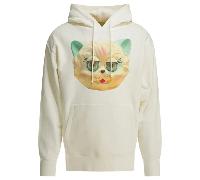 Valentino Garavani - Cotton Hooded SweaT-shirt With Le Chat De La Maison Print - Homme - Sweatshirts et sweats à capuche - Beige - Taille: M