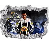 Valentino Rossi 46 Motor Bike Race 3d Smashed Wall View Sticker Poster Vinyle