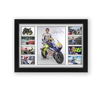 Valentino Rossi Affiche imprimée avec autographe - Édition limitée - Cadeau pour les fans - Marchandises souvenirs de collection (encadré A4 (30 x 21 cm)