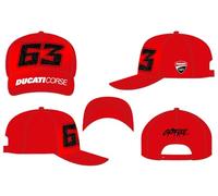 Casquette 63 Pecco Bagnaia Ducati Corse Moto Gp Officiel Enfant Taille Unique Rouge