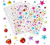 Valentinstags-Edelstein-Sticker, autocollants en strass pour l'artisanat, matériaux pour scrapbooking, étoiles et cœurs scintillants, petits autocollants ronds, bijoux brillants