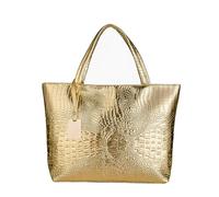 Valentoria Sac fourre-tout pour femme Style cuir crocodile Grande capacité Grand doré