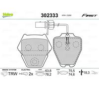 VALEO 302333 Kit de plaquettes de frein, frein à disque pour AUDI,VW