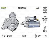 VALEO 438166 Démarreur Puissance nominale: 1,5 kW Stop & Start: NO Nombre de dents: 11 dents Tension: 12 V Sens de rotation: CLOCKWISE