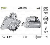 VALEO-438189-Démarreur-Puissance nominale [kW] : 2,2 - Stop & Start : NON - Nombre de dents : - - Voltage [V] : 12 - Sens de rotation : SENS HORLOGE