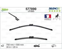 VALEO Silencio Essuie-glace - VF890 - Kit de Balais d'Essuie-glace 750 mm / 500 mm Plats d'Origine de Haute performance, Visibilité Supérieure sur la Route- Avant - Lot de 2 Balais - 577890