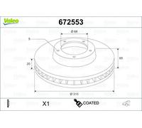 VALEO 672553 Disque de frein pour VOLVO,VOLVO ASIA