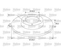 VALEO Disque de frein peint 675408, Boîte de 1 disque plein, Essieu arrière - Qualité et design similaires à l'OE