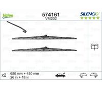 VALEO - Jeu de 2 balais d'essuie-glace 574161 - 650+450 mm - Réf. 574161