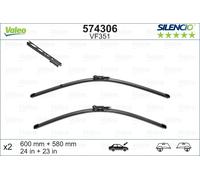 VALEO - Jeu de 2 balais d'essuie-glace 574306 - 600+580 mm - Réf. 574306