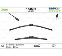 VALEO - Jeu de 2 balais d'essuie-glace 574591 - 640+520 mm - Réf. 574591
