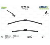VALEO Silencio Essuie-glace - VF914 - Kit de Balais d'Essuie-glace 680 mm / 425 mm Plats d'Origine de Haute performance, Visibilité Supérieure sur la Route- Avant - Lot de 2 Balais - 577914