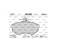 Valeo Jeu de 4 Plaquettes de Frein Essential 301003, Essieu Avant