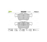 Valeo Jeu de plaquettes de frein First 302269 – Essieu avant, accessoires montés – Jeu de 4