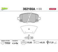 VALEO Kit Plaquettes De Frein Arrière Pour Jeep Cherokee KL