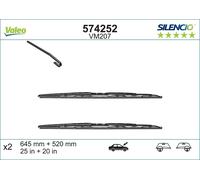 VALEO SILENCIO Balai d'essuie-glace Avant convient pour PEUGEOT 607 (9D, 9U)