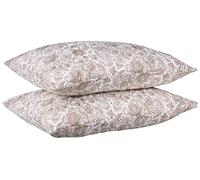Valerian Lot de 2 taies d'oreiller imprimées de qualité égyptienne 1500 Fils au Pouce carré, Design Classique Intemporel, Tissage Doux et Lisse, Infroissable, taie d'oreiller Cachemire Queen, Taupe