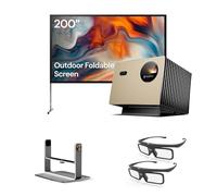 Valerion Pack Cinéma Extérieur - Comprend Valerion VisionMaster Pro Projecteur 4K + Écran Extérieur Portable 200” avec Trépied + Support de Table Gimbal + Lunettes 3D
