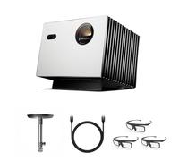 Valerion Pack Home Cinéma - Achetez 1, Recevez 5: Plus2 Projecteur Laser 4K 2000 ISO Lumens + Support Plafond + 3×Lunettes 3D + Câble HDMI