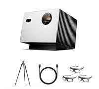 Valerion Pack Home Cinéma - Achetez 1, Recevez 5: Plus2 Projecteur Laser 4K 2000 ISO Lumens + Trépied en Noyer + 3×Lunettes 3D + Câble HDMI
