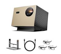 Valerion Pack Home Cinéma - Achetez 1, Recevez 5: Pro Projecteur Laser 4K 2500 ISO Lumens + Support Gimbal de Bureau + 3×Lunettes 3D + Câble HDMI