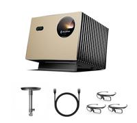 Valerion Pack Home Cinéma - Achetez 1, Recevez 5: Pro Projecteur Laser 4K 2500 ISO Lumens + Support Plafond + 3×Lunettes 3D + Câble HDMI