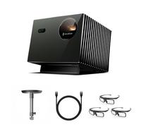 Valerion Pack Home Cinéma - Achetez 1, Recevez 5: Pro2 Projecteur Laser 4K 3000 ISO Lumens + Support Plafond + 3×Lunettes 3D + Câble HDMI