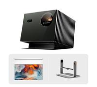 Valerion VisionMaster Pro2 4K Triple projecteur laser avec écran motorisé anti-chocs de 120" et support de cardan de bureau, configuration home cinéma premium