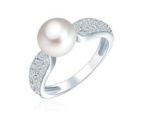 Valero Pearls Bague argent / blanc perle, Taille 62