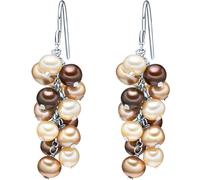 Valero Pearls Boucles d'oreilles beige / marron châtaigne / argent, Taille One Size