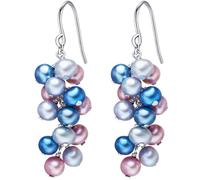 Valero Pearls Boucles d'oreilles bleu / violet rouge / argent, Taille One Size