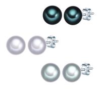Valero Pearls Boucles d'oreilles émeraude / argent / blanc perle, Taille One Size