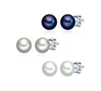 Valero Pearls Boucles d'oreilles indigo / argent / blanc perle, Taille One Size