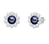 Valero Pearls Boucles d'oreilles violet foncé / argent / blanc perle, Taille One Size