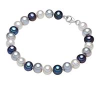 Valero Pearls Bracelet opal / bleu foncé / argent / blanc naturel, Taille 17