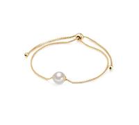 Valero Pearls Bracelet pour femme perle eau douce blanche 8-9 mm réglable | argent sterling 925 doré à l’or jaune, pendentif perle, véritables perles, cadeau femme, élégant, ajustable