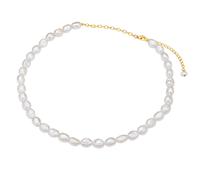 Valero Pearls Collier de perles pour Femme en 925 Argent sterling Perle de culture d`eau douce env. 7,0-8,0 mm Forme grain de riz