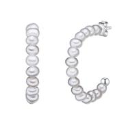 Valero Pearls Créoles pour Femme en 925 Argent sterling Perle de culture d`eau douce env. 3,0-3,5 mm Forme pomme de terre