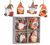 Valery Madelyn 24pcs Déco d'automne de Gonme, Ornements Suspendus d'arbres en Bois, Pendentif de Nian pour Fête d'automne,Cadeau Original La Moisson