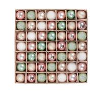 Valery Madelyn 49 pcs 3 cm Boules de Noël, Boule de Décoration pour Le Sapin de Noël, Rose Vert Or, Paquet-Cadeau en Papier Kraft, Ornement Boule Paillette Mat Brillant