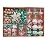Valery Madelyn 70pcs Boules de Noël Vert Menthe, Or et Rose, Décoration à Suspendre pour l'arbre de Noël en Plastique, Ornements Incassables avec Étoile pour Sapin de Noël, Emballage en Papier Kraft