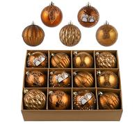 Valery Madelyn Boule de Noel pour Decoration Noel,12pcs 8cm Boules de Noel Marron pour Deco Sapin de Noel,Personnalisée,Incassable,Vintage,Motif Animaux,Cadeau Noel,EG0101-0583
